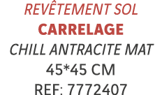 Revêtement sol Carrelage chill antracite mat 45*45 cm REF: 7772407
