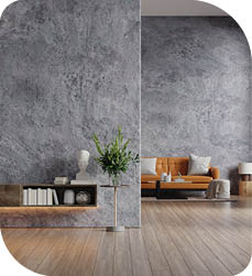 Leather sofa and a wooden table in living room interior with plant,concrete wall for TV 3d rendering